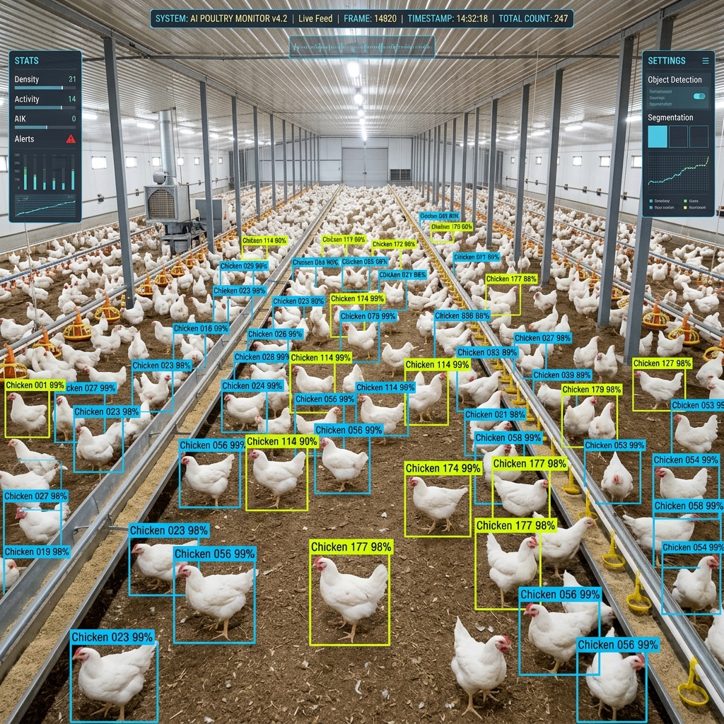 Poultry AI Monitoring & Counting Overlay